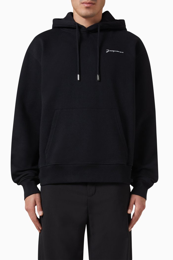 

Le Sweatshirt Brodé Hoodie in Cotton Jersey, Black