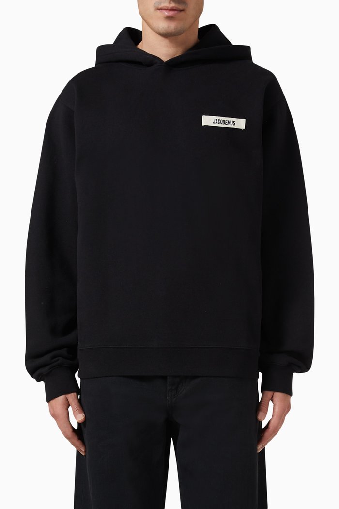 

Le Hoodie Gros Grain in Cotton Fleece, Black