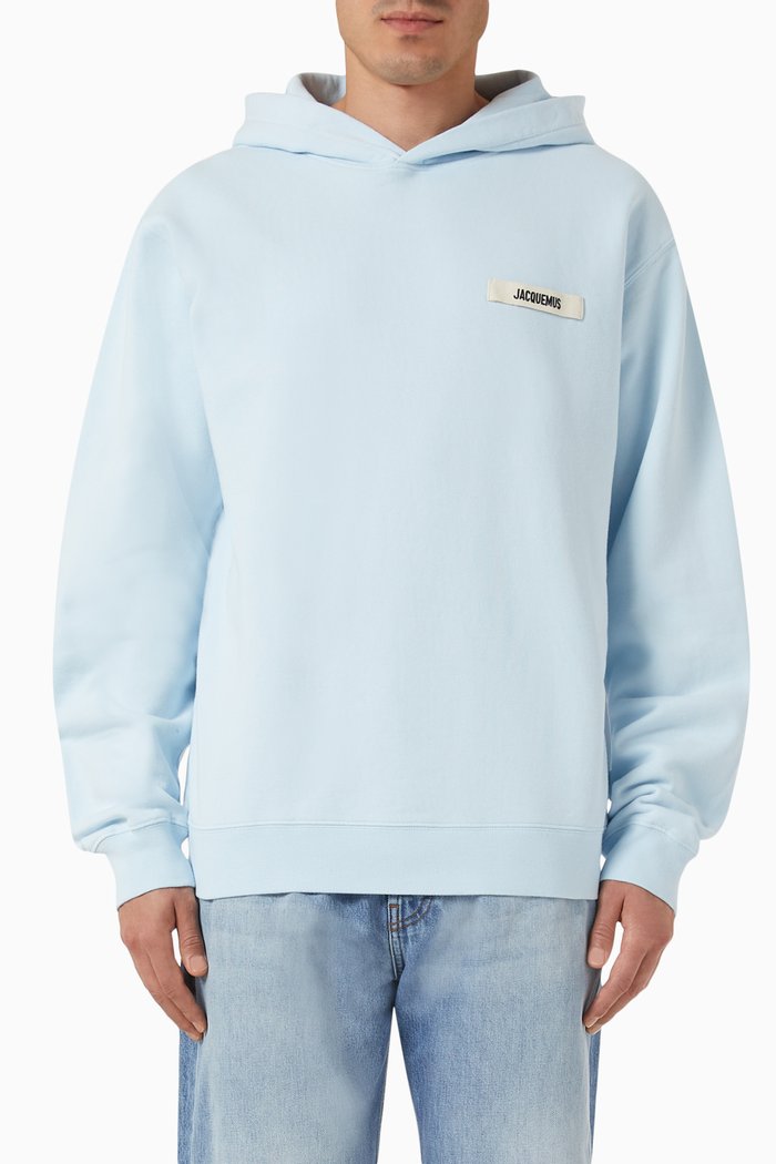 

Le Hoodie Gros Grain in Cotton Fleece, Blue