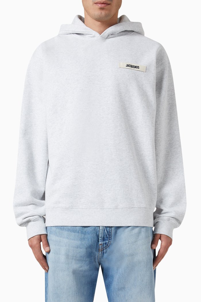 

Le Hoodie Gros Grain in Cotton Fleece, Grey