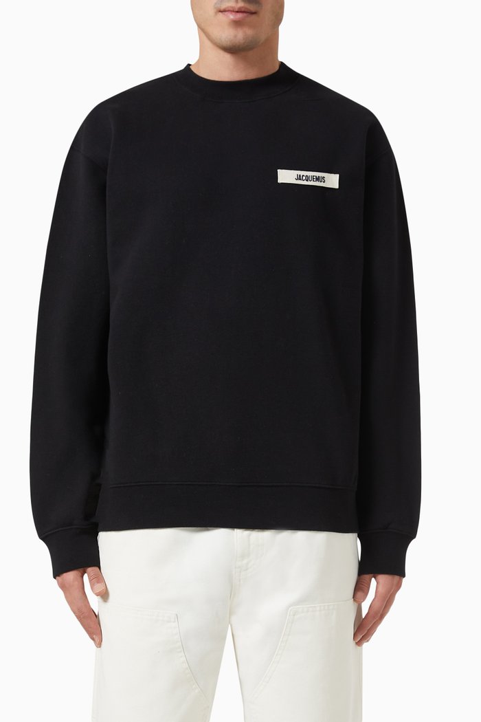 

Le Sweatshirt Gros Grain in Organic Cotton Fleece, Black