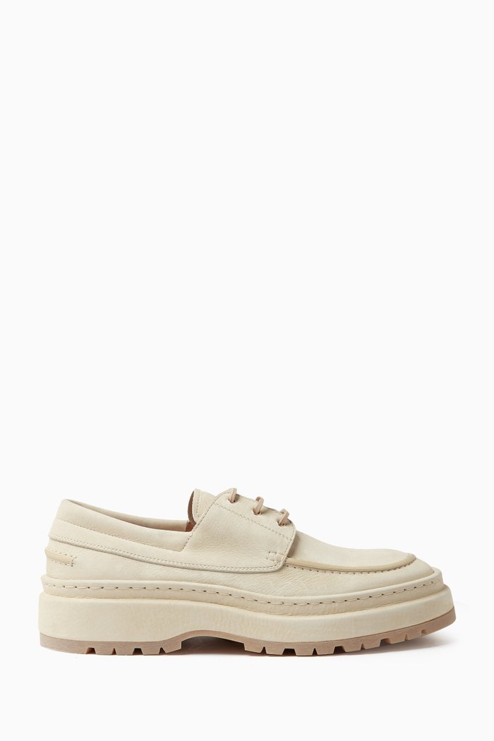 

Les Bateau Boat Shoes in Leather, Yellow