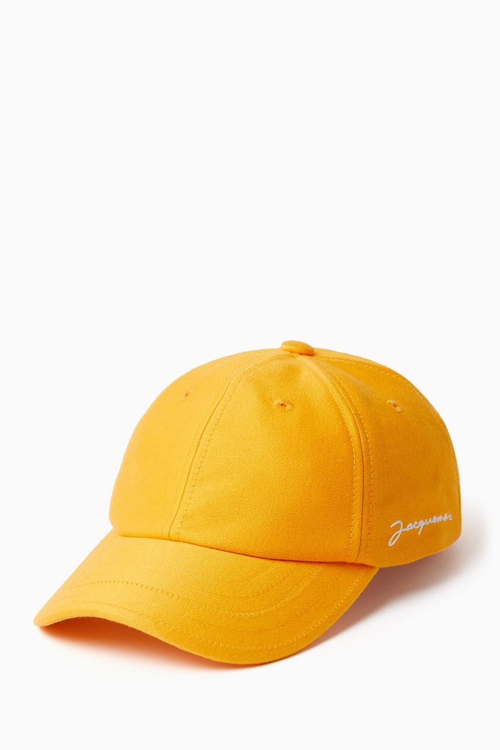

Embroidered Logo Baseball Cap in Cotton, Orange