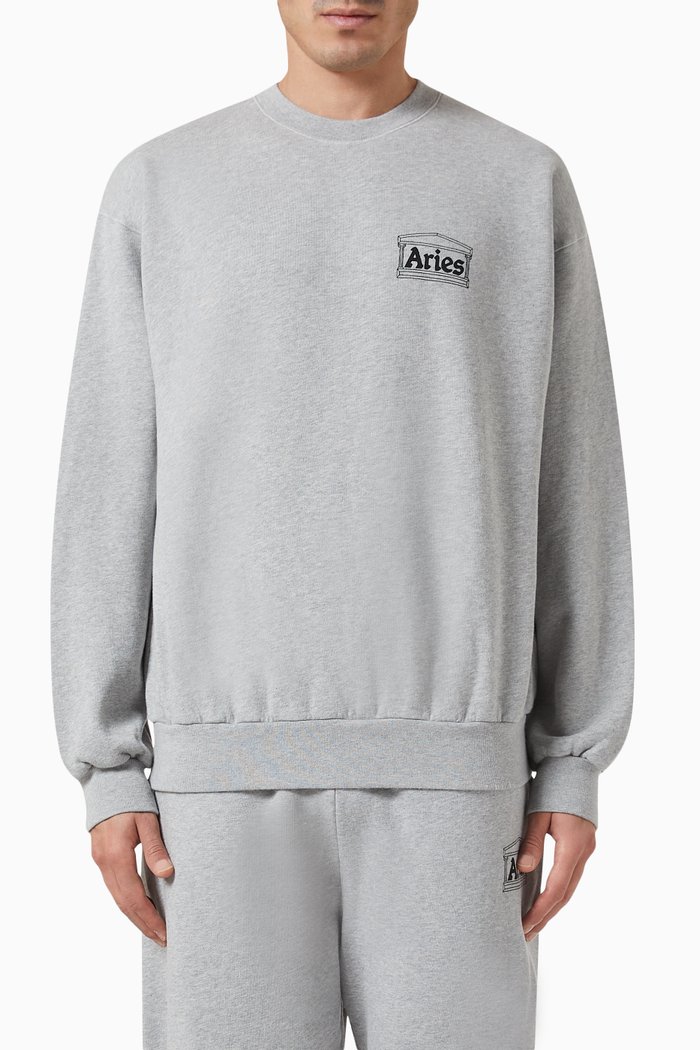 Mini Temple Sweatshirt in Cotton Fleece, Grey