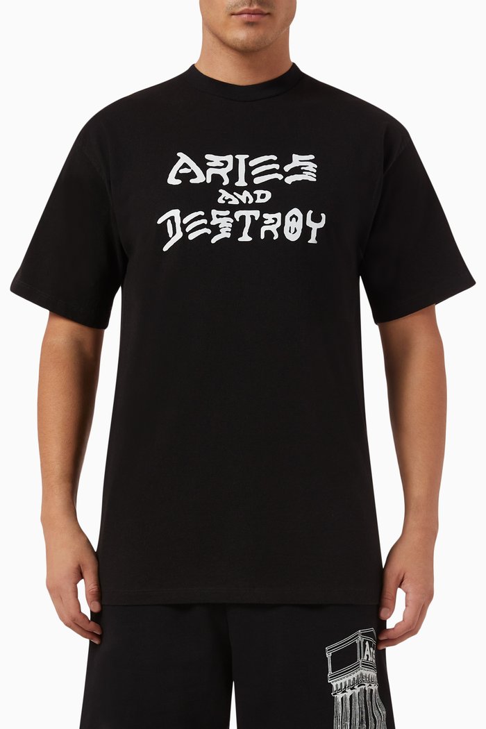 

Vintage Aries and Destroy T-shirt in Cotton Jersey, Black
