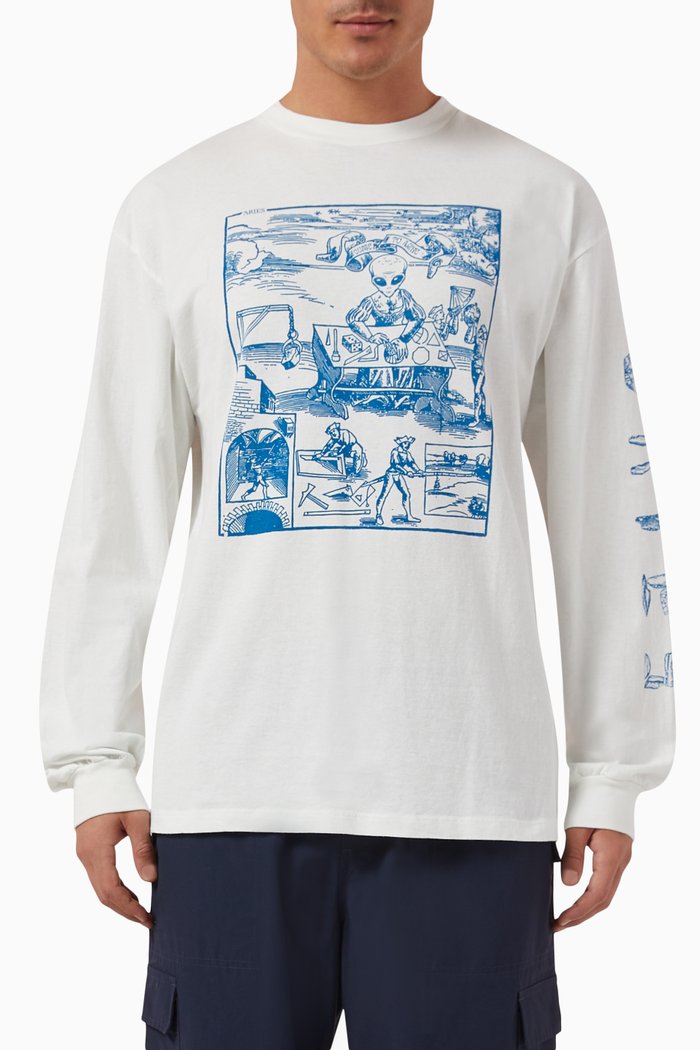 

Alien Woodcut T-shirt in Cotton Jersey, Neutral
