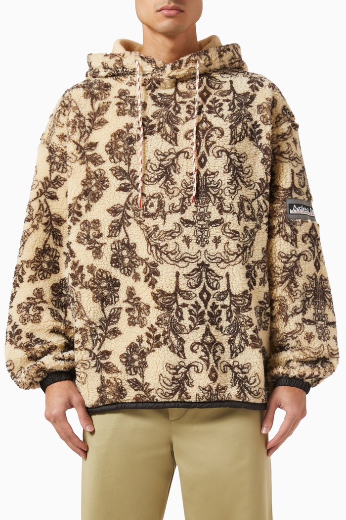 

Floral Oversized Hoodie in Fleece, Neutral