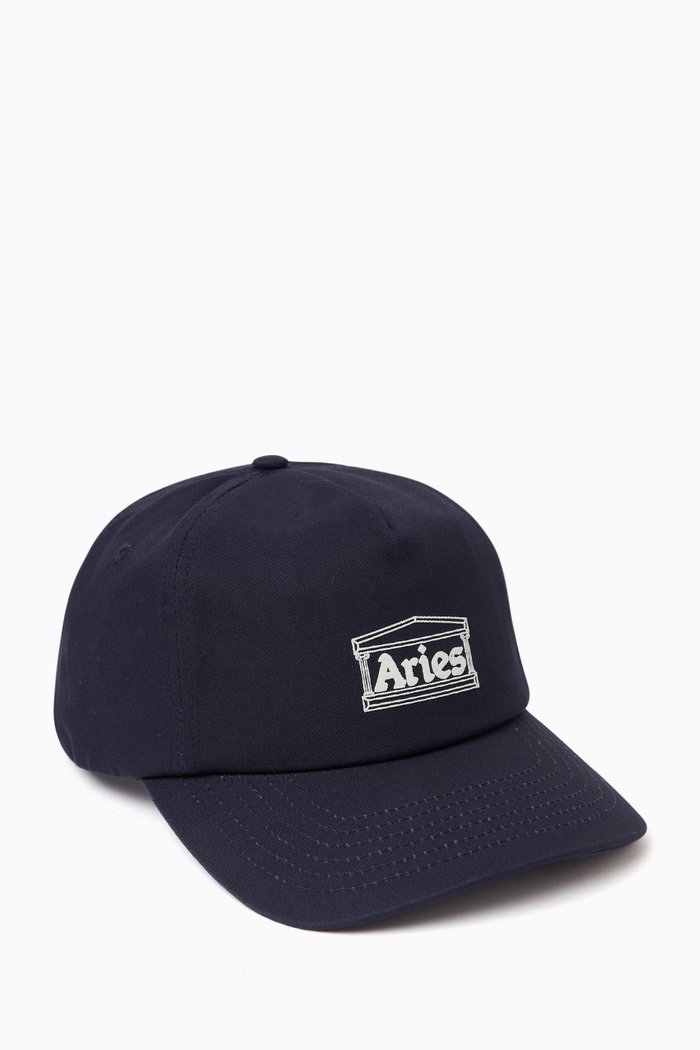 

Temple Embroidered Cap in Cotton, Blue