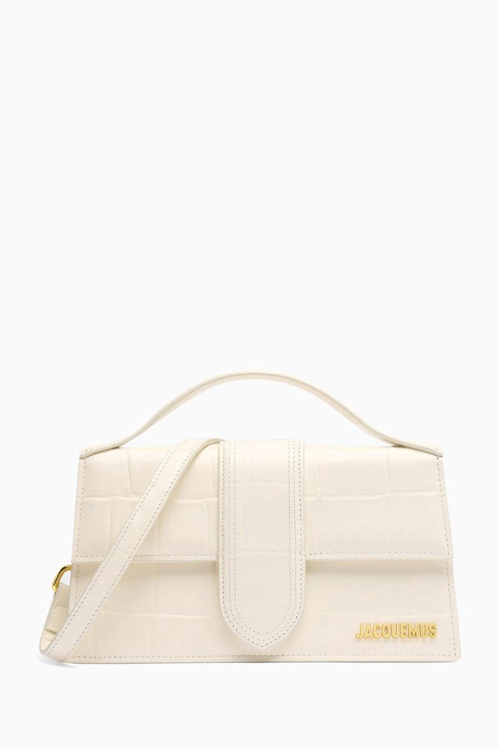 

Le Grand Bambino Shoulder Bag in Croc-embossed Leather, Neutral