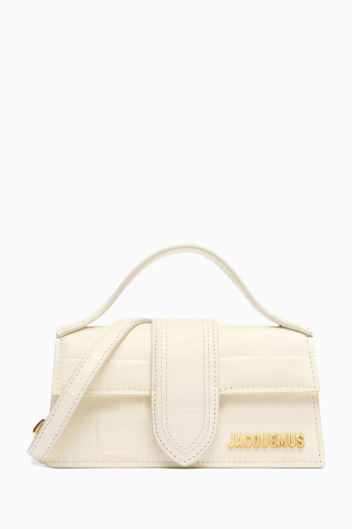

Le Bambino Mini Shoulder Bag in Croc-embossed Leather, Neutral