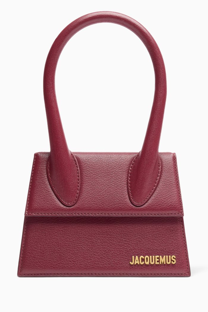 

Le Chiquito Moyen Boucle Bag in Leather, Burgundy