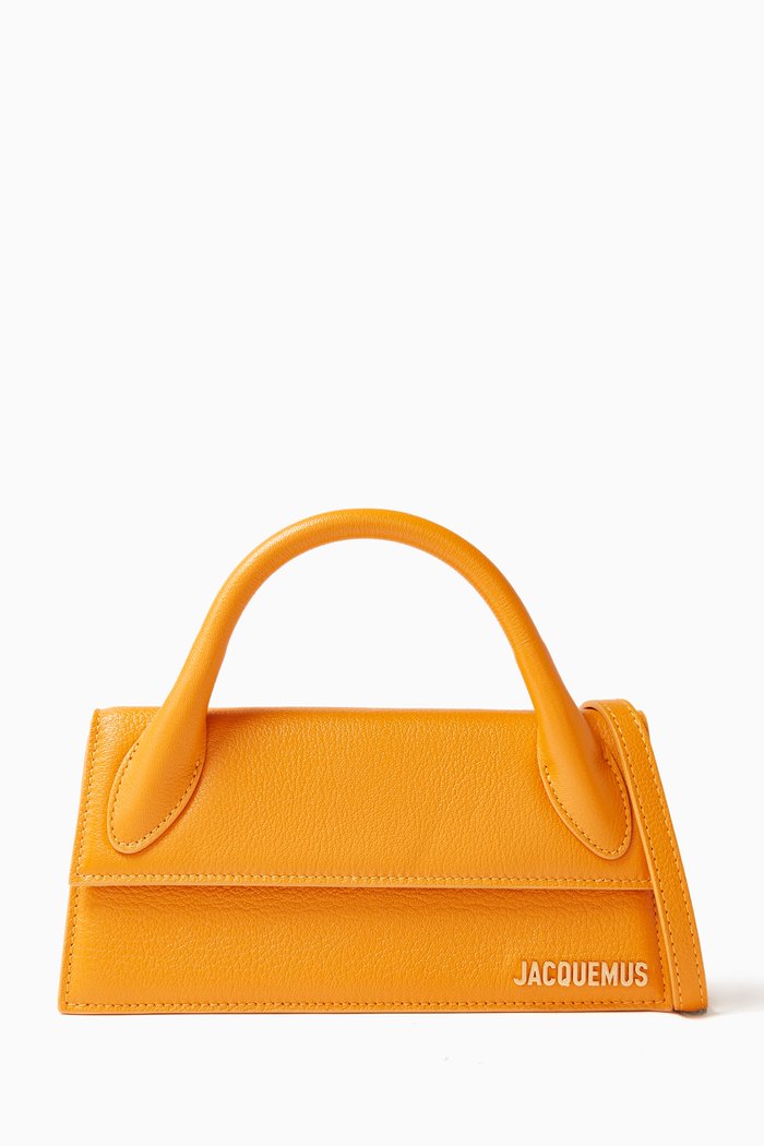 

Le Chiquito Long Tote Bag in Leather, Orange