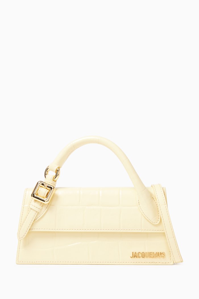 

Le Chiquito Long Boucle Bag in Croc-embossed Leather, Yellow