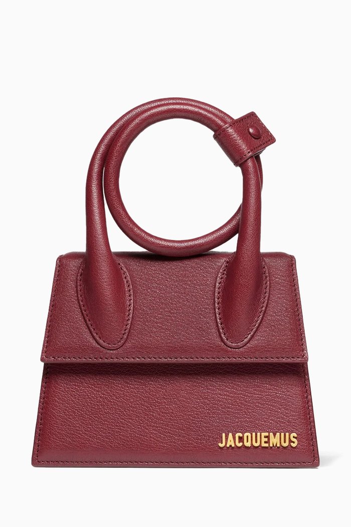 

Le Chiquito Noeud Bag in Leather, Burgundy