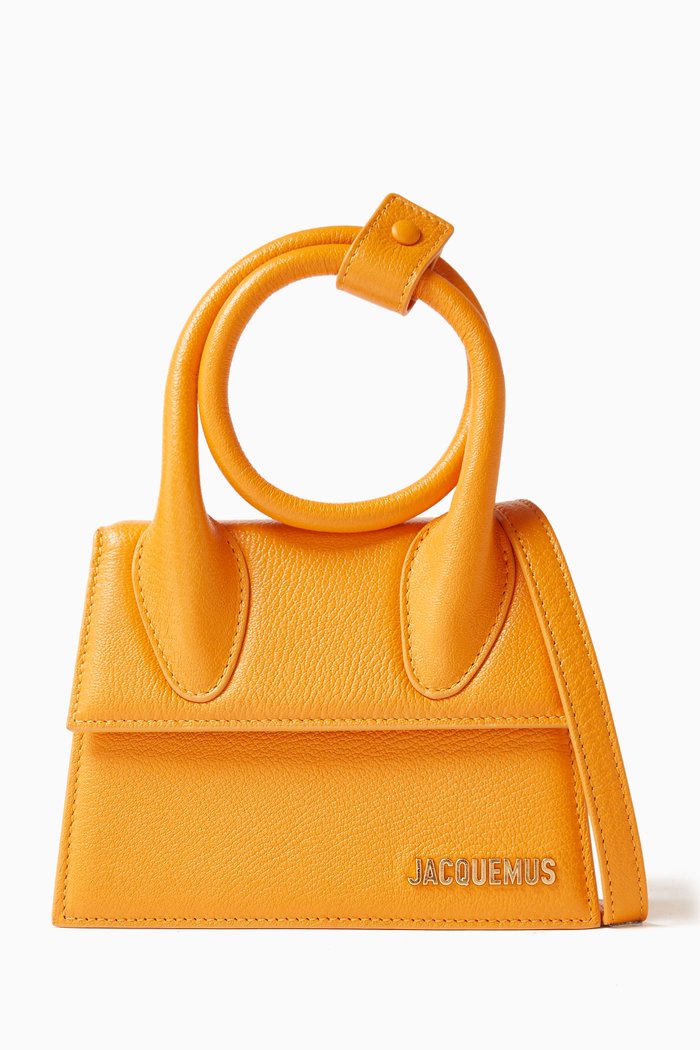 

Le Chiquito Noeud Tote Bag in Leather, Orange