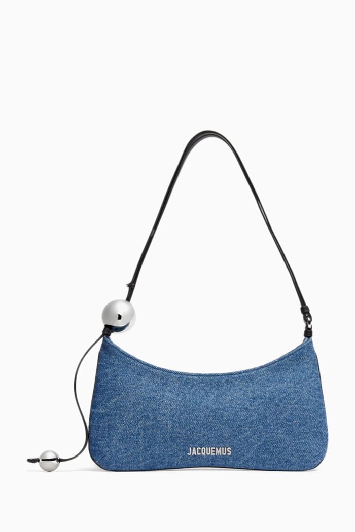 

Le Bisou Perle Shoulder Bag in Denim, Blue