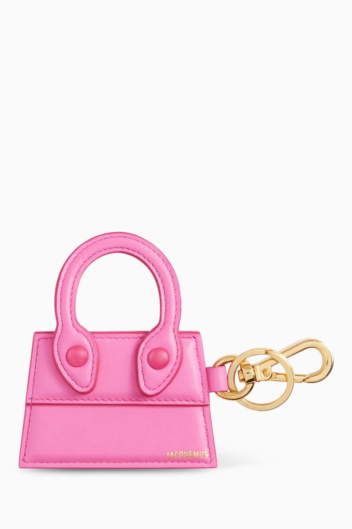 

Le Porte Cles Chiquito Charm Keyring in Lambskin Leather, Pink