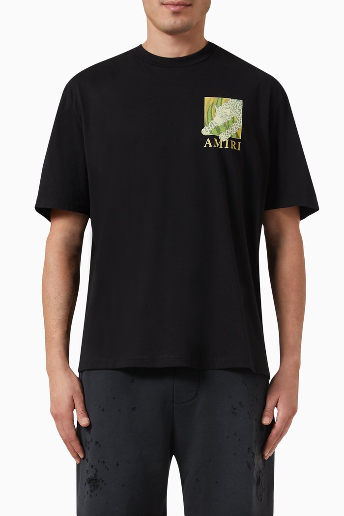 

Leopard-print T-shirt in Cotton-jersey, Black