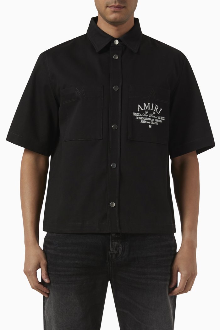

District Camp Shirt in Cotton-twill, Black