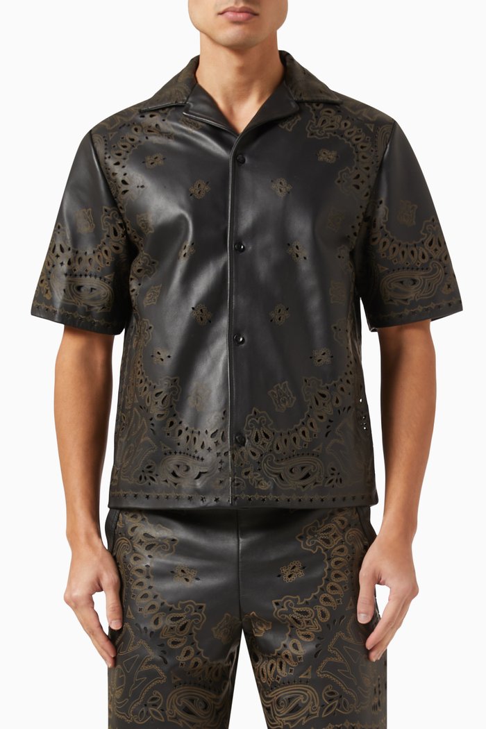

Bandana Short-sleeve Shirt in Leather, Black