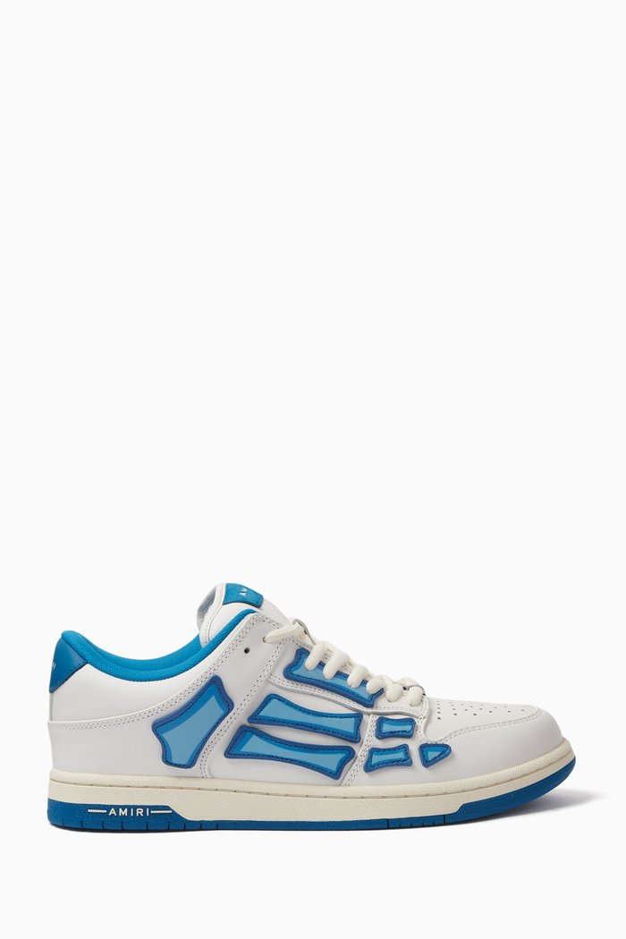 Chunky Skel Low-top Sneakers in Leather & Suede, White