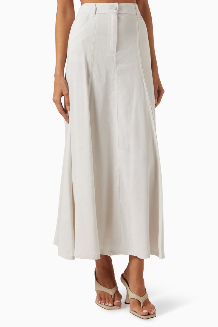 

Selina Maxi Skirt in Linen-blend, Neutral