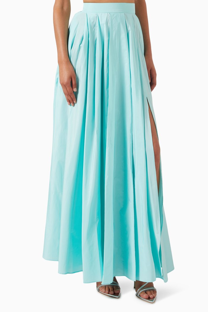 

Diction2 Slit Maxi Skirt in Taffeta, Blue