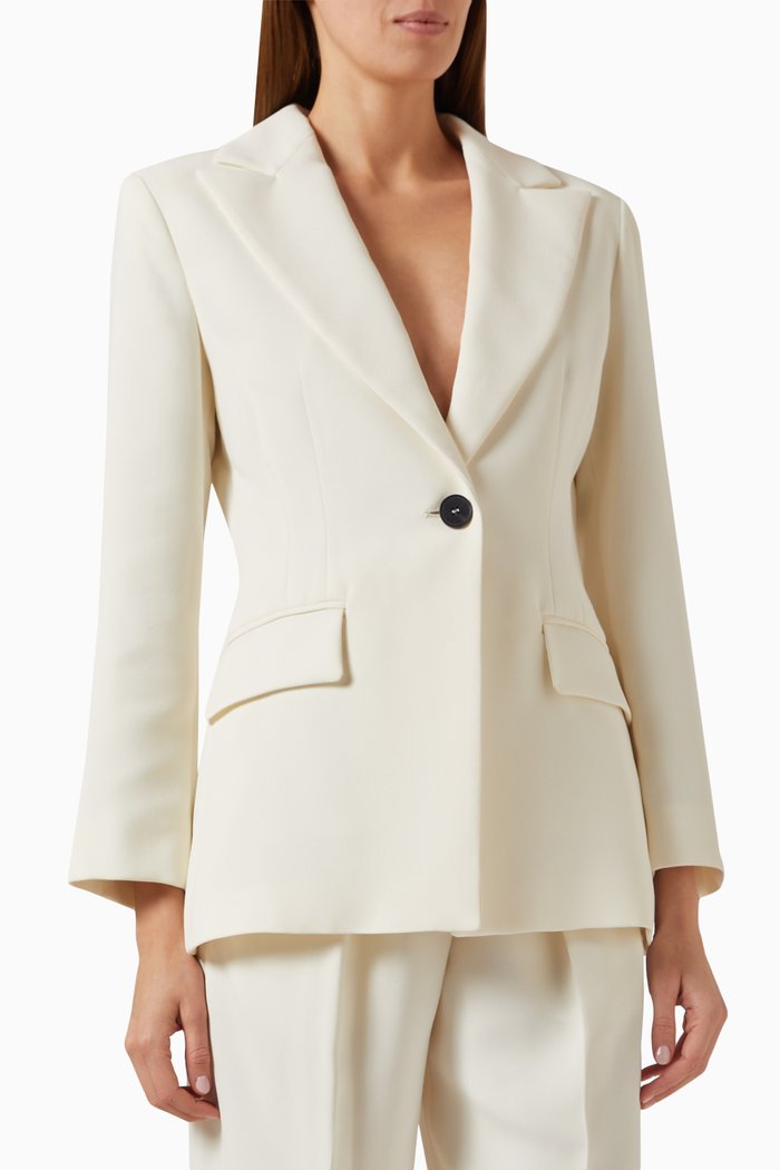 

Single Breasted Blazer in Crêpe, White