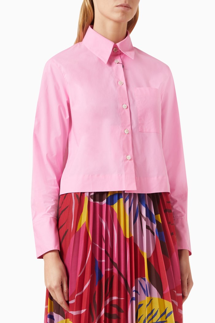 

Abruzzo Cropped Shirt in Stretch Cotton, Pink