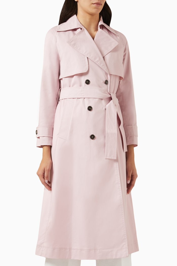 

Demetra Double-breasted Trench Coat in Cotton, Pink