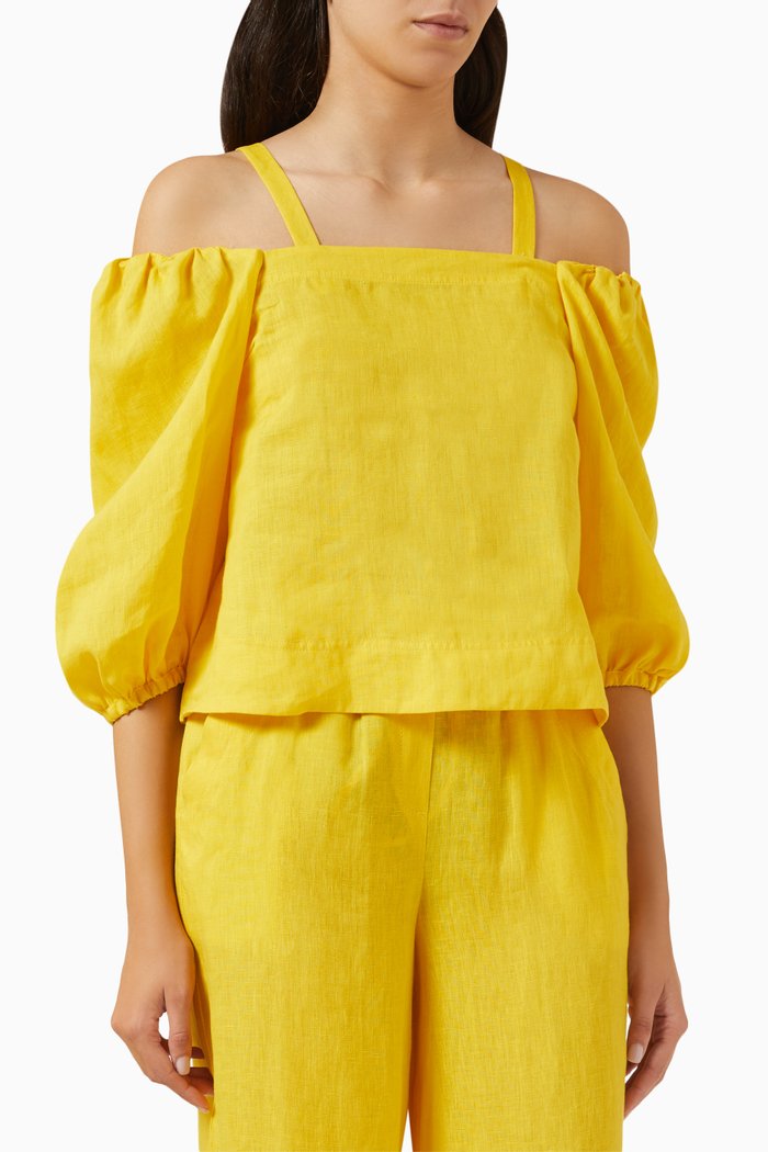 

Derna Off-shoulder Top in Linen, Yellow