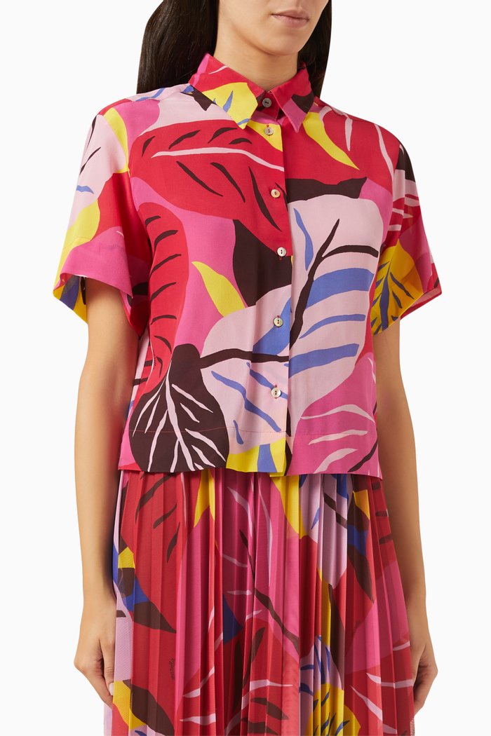 

Autocar Boxy Shirt in Silk Crepe de Chine, Pink