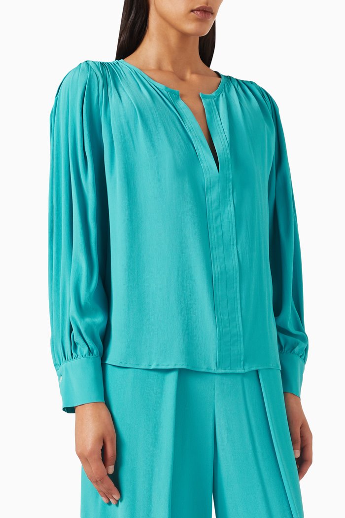 

Scovo Blouse in Silk-blend Crepe de Chine, Green