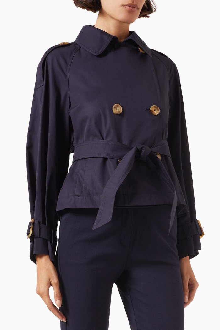 

Cropped Trench Coat in Cotton-gaberdine, Blue