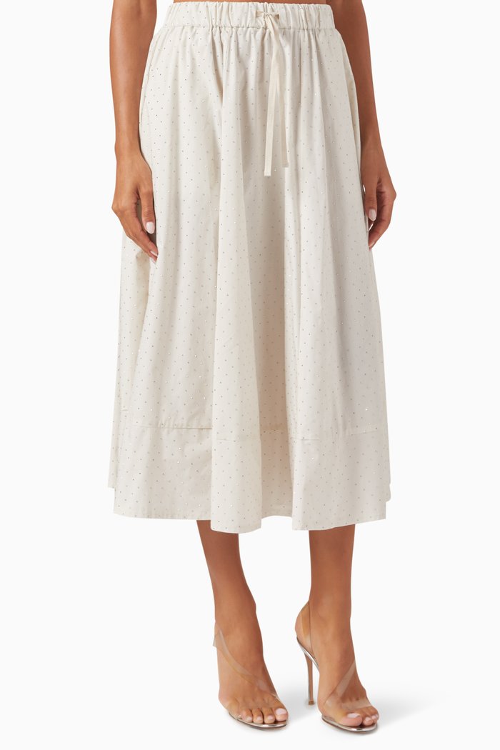 

Giralda Midi Skirt in Cotton-poplin, White