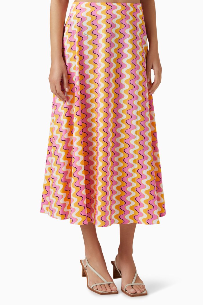 

Galosce Printed Midi Skirt in Cotton, Multicolour