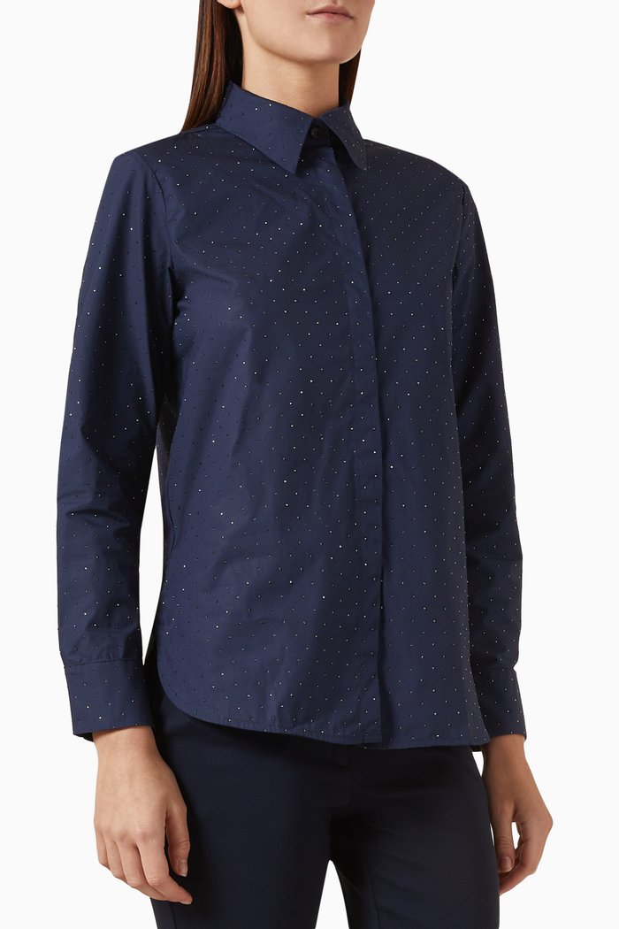 

Orense Embellished Shirt in Cotton, Blue