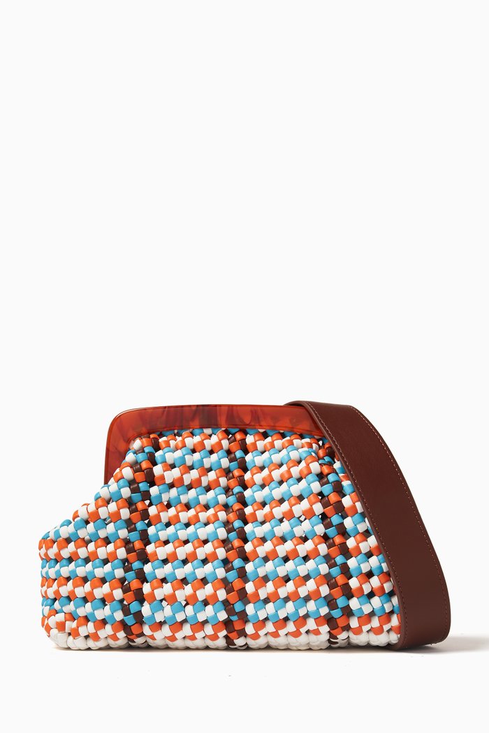 

Nellie Woven Clutch Bag in Faux leather, Brown