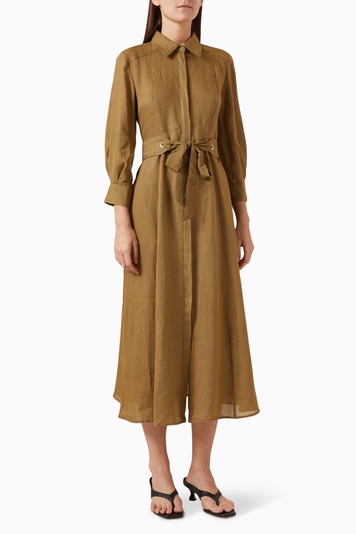 

Estasi Shirt Dress in Linen, Brown