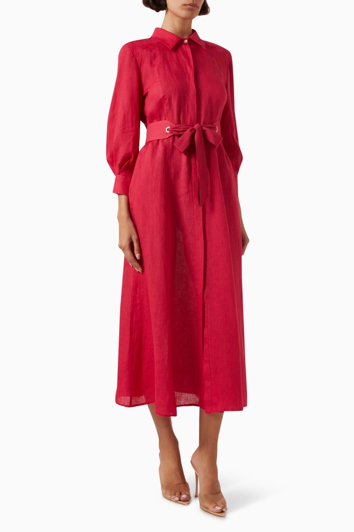 

Estasi Shirt Dress in Linen, Red