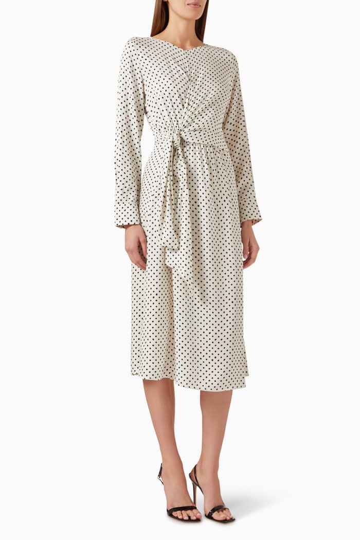 

Robinia Printed Midi Dress in Twill, White
