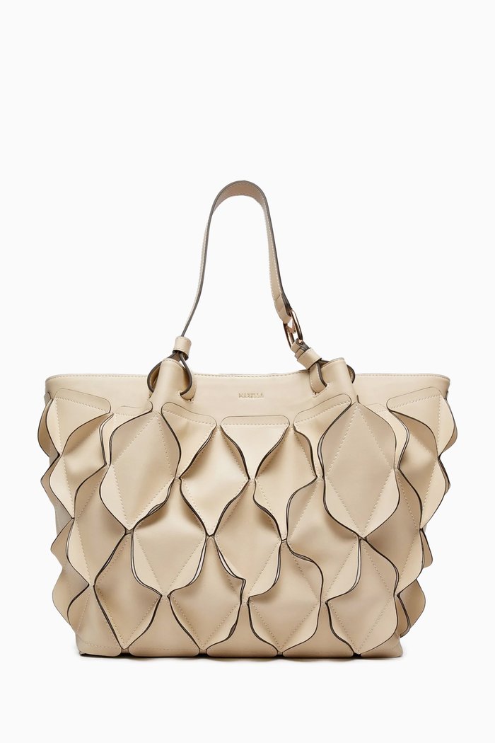 

Madras Tote Bag in Faux Leather, Neutral
