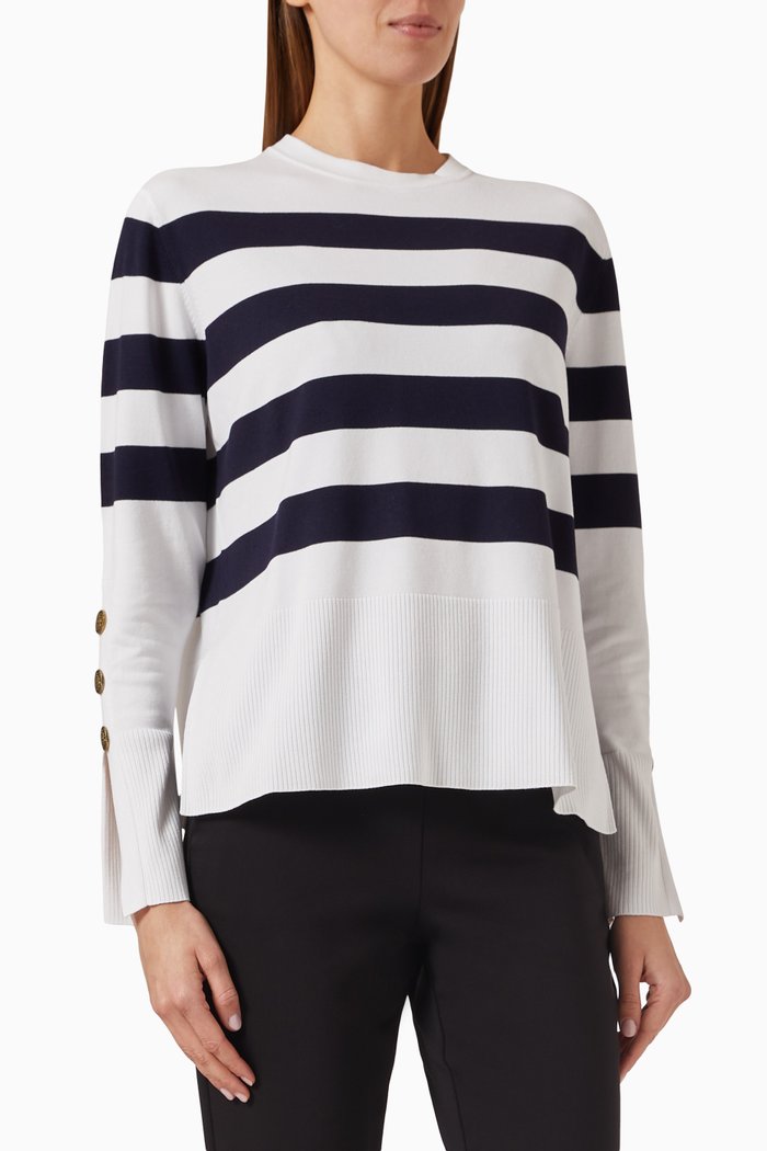 

Annita Striped Knitted Jumper in Viscose, White