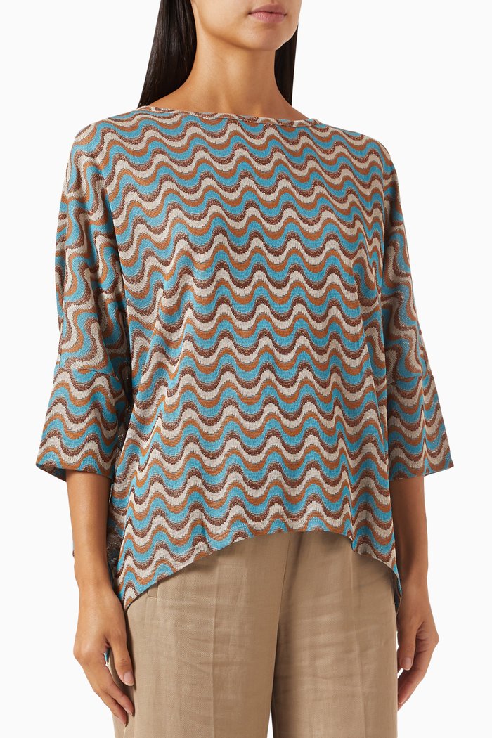 

Adler Printed Top in Jacquard-jersey, Blue