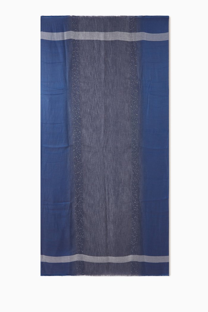 

Volga Shawl in Cotton-blend, Blue