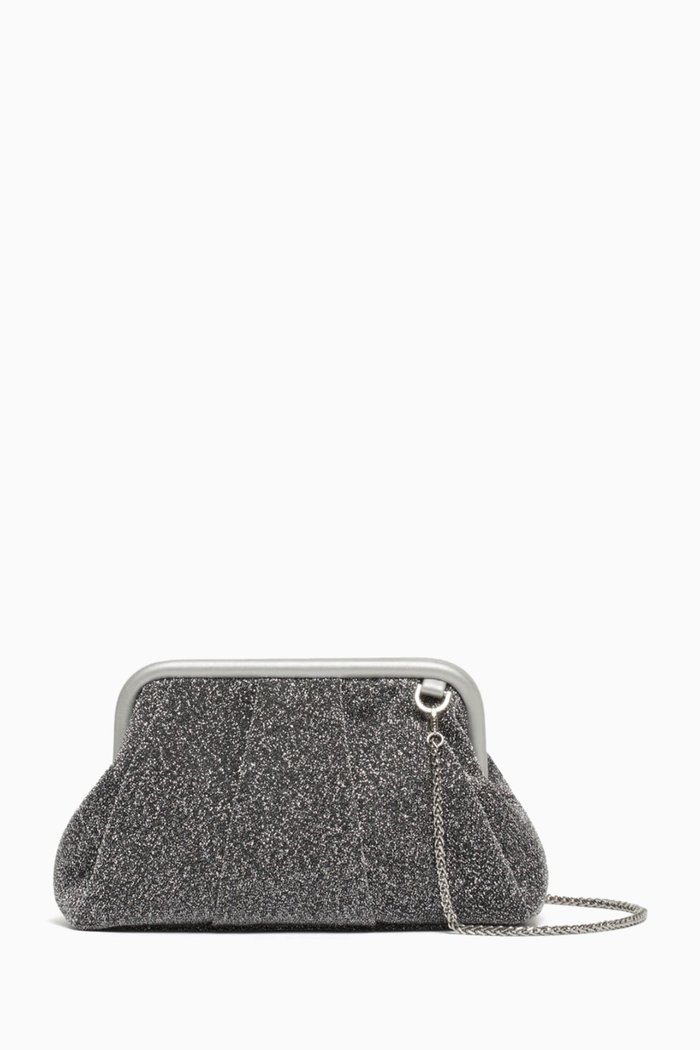 

Tundra Metallic Shoulder Bag in Satin, Silver