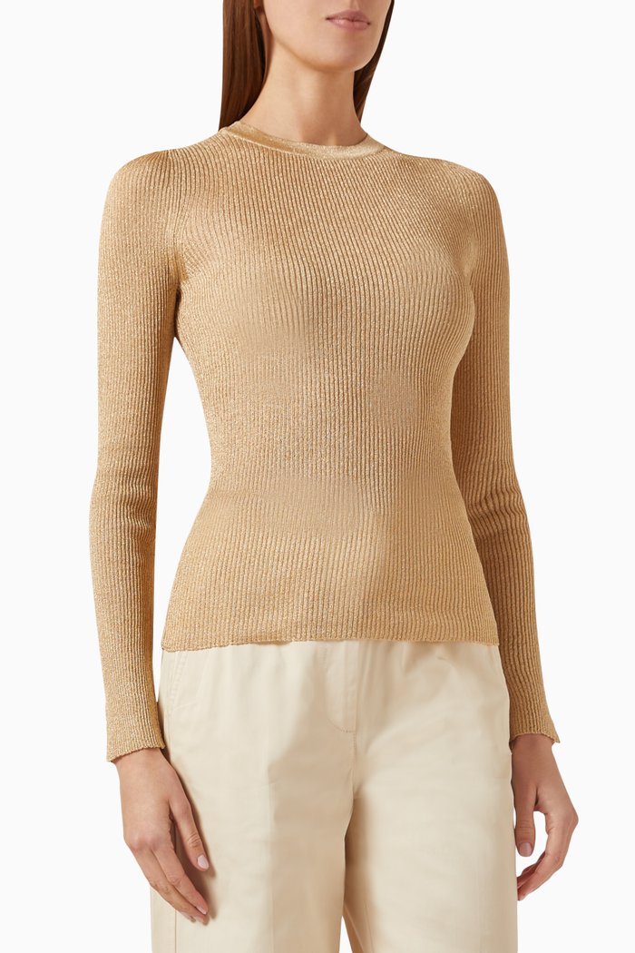 

Eguale Long Sleeved Top in Lurex, Gold