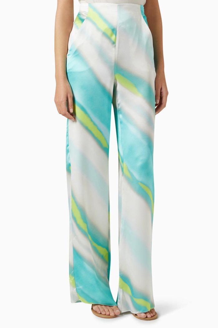 

Malizia Wide-leg Pants in Satin, Blue