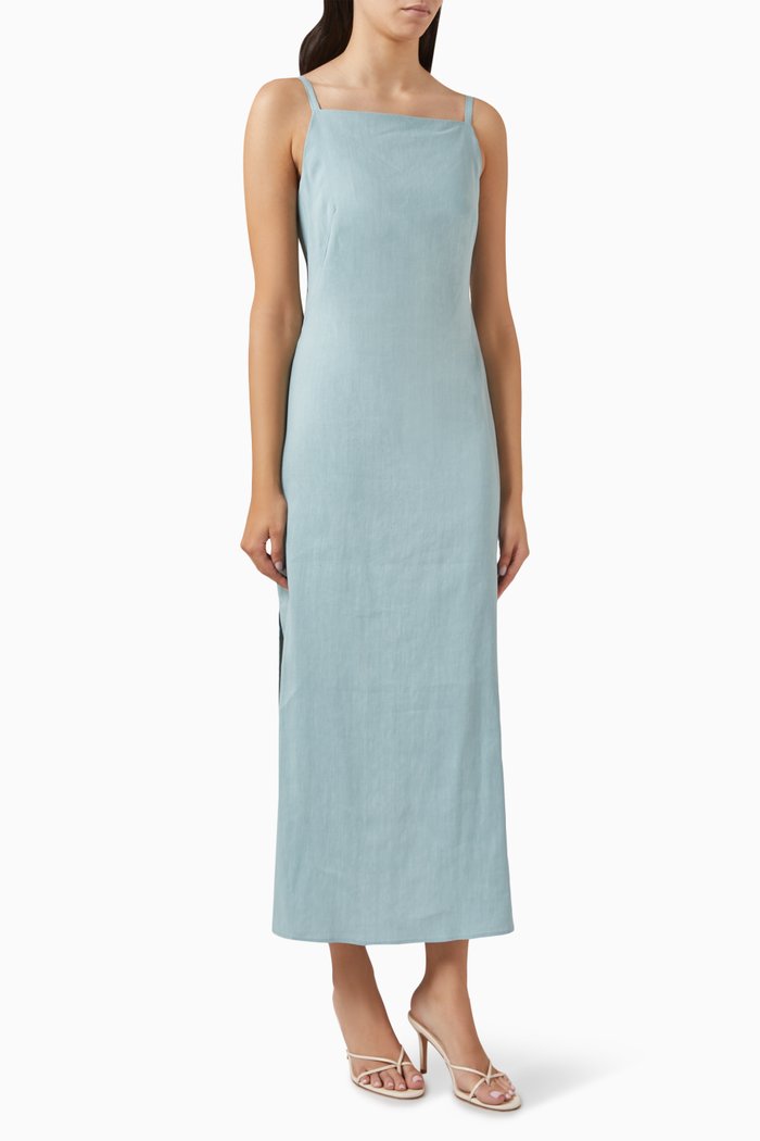 

Kabala Maxi Dress in Linen-blend, Blue