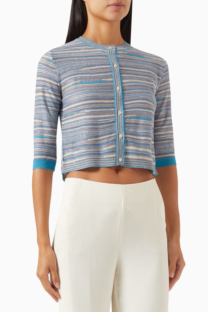 

Lodola3 Striped Button-Down Sweater, Blue